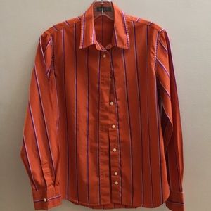 Etro cotton pumpkin, plum striped tailored blouse